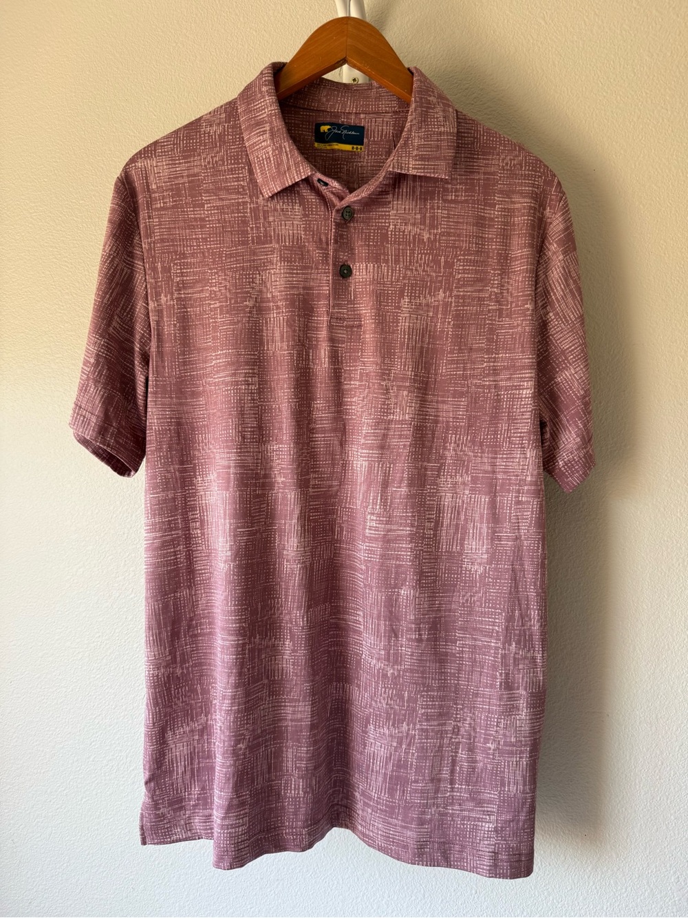 Jack Nicklaus Rose Mauve patterned Short Sleeve Polo